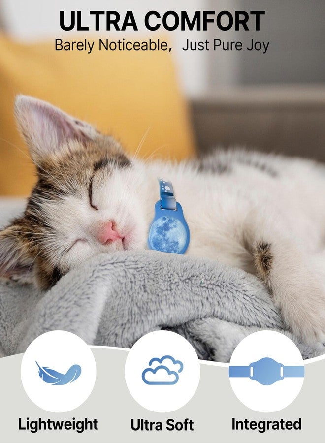 typecase طوق تتبع للقطط مقاس 8-12 بوصة، مقاوم للماء، مزود بعلامة تحديد الموقع، متوافق مع تطبيق "Find My" من Apple، قابل للفك مع نمط عاكس وجرس (مواء مرصع بالنجوم). - Image 4